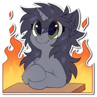 🔥 ポニー, ユニコーン, 火, 漫画, 動物, ステッカー telegram sticker