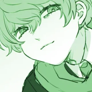 🌟 Anime, Manga, Nhân vật, Chân dung, Màu xanh lá, Phác thảo, Minh họa whatsapp sticker