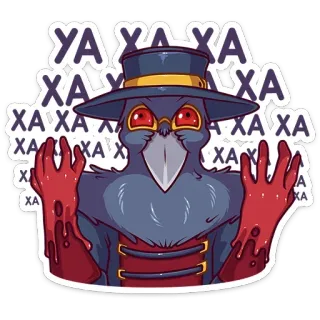 😈 XA XA XA medico della peste, uccello, divertente, meme, umorismo telegram sticker