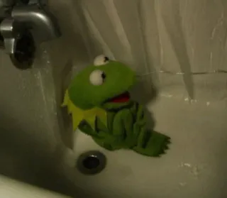 🙁 Kermit Kermit the Frog, puppet, bathtub, muppet, green, sad telegram sticker