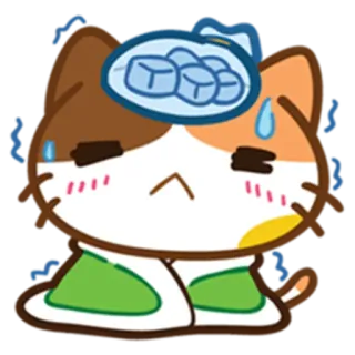 🤒 猫, 病気, 病気, アイスパック, 可愛い, 漫画 telegram sticker
