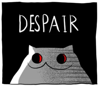 🐱 DESPAIR desespero, gato, triste, escuro, desenho animado, emoção telegram sticker