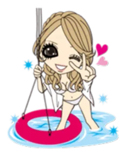 ✌ kartun, anime, baju renang, kawaii, gadis, pantai telegram sticker