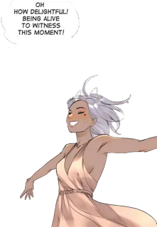 🤷‍♀ OH HOW DELIGHTFUL! BEING ALIVE TO WITNESS THIS MOMENT! radosny, kobieta, sukienka, świętowanie, zachwyt, świadek telegram sticker