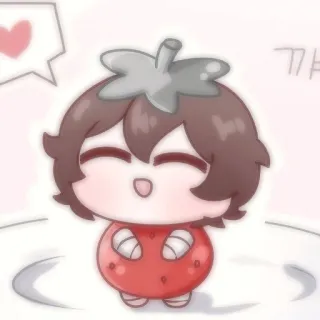 🍫 꺄 stroberi, imut, kawaii, karakter, kartun, makanan telegram sticker