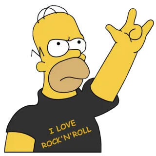 😊 Homer Simpson The Simpsons I LOVE ROCK'N'ROLL Homer Simpson, Rock and Roll, The Simpsons, Kartun, Musik telegram sticker