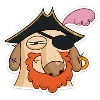🧔 dog, pirate, cartoon, sticker, eye patch, hat, beard telegram sticker