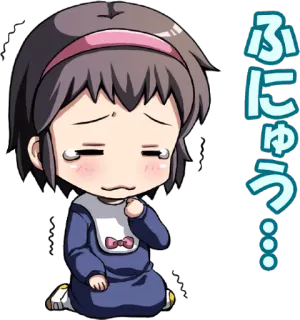 😖 ふにゅう… Anime, Fille, pleure, triste, Chibi telegram sticker