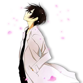 🌸 anime, boy, lab coat, cherry blossoms, art, manga telegram sticker
