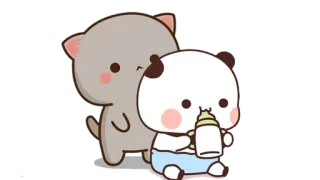 🍩 Katze, Panda, Babyflasche, süß, Cartoon telegram sticker