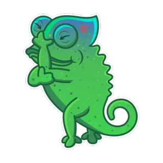 😰 카멜레온, 가운데 손가락, 모욕적, 무례한, 만화 telegram sticker