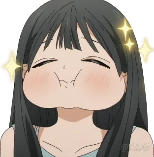 😋 Anime, Manga, Cartone animato, Carino, Divertente, Ragazza, Scintillio whatsapp sticker