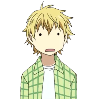 😦 anime, character, shocked, surprised, boy, blonde, flannel telegram sticker