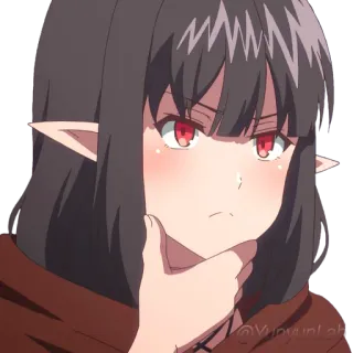 🤔 Animé, Elfe, Fille, Pensif, Mignon telegram sticker