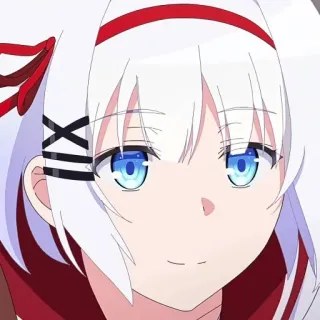 🍁 Anime, Garota, Cabelo Branco, Olhos Azuis telegram sticker