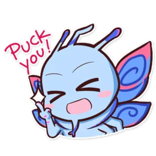 🖕 Puck You! papillon, dessin animé, insulte, offensant, animé telegram sticker