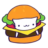 😏 hambúrguer, gato, comida, fofo, sanduíche, animal telegram sticker