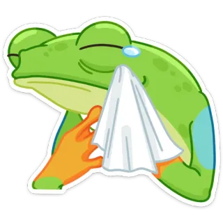 😥 żaba, płacz, smutny, emoji, naklejka, emocjonalny, łzy telegram sticker