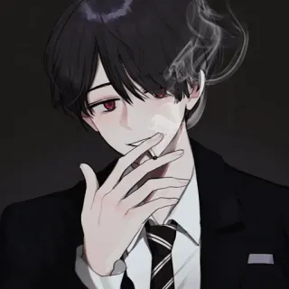 🚬 курение, сигарета, аниме, мужчина, костюм telegram sticker