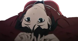 😕 Anime, Fille, Allongée, Regardant en haut whatsapp sticker