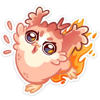 😡 Мультик, Пушистый, Милый, Каваий, Животное, Птица, Огонь telegram sticker