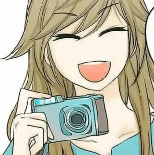 🍘 アニメガール, 漫画, カメラ, 笑顔, 幸せ, 写真 telegram sticker