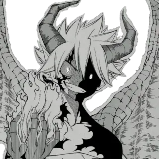 😈 Anime, Demônio, Monstro, Fantasia, Escala de cinza, Chifres, Monstro telegram sticker