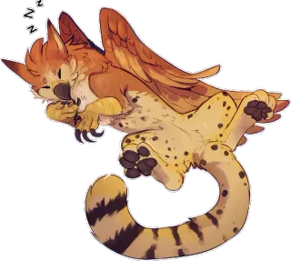 😴 furry, griffin, sleeping, animal, cartoon telegram sticker