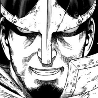 ⚔ armadura, manga, sonrisa, personaje, casco, serio telegram sticker