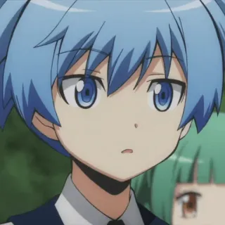 😐 Nagisa Shiota Assassination Classroom anime, manga, blue hair, Nagisa, Assassination Classroom, character telegram sticker