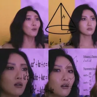 🍫 mujer, matemáticas, ecuaciones, geometría, ciencia, fórmulas, educación, meme telegram sticker