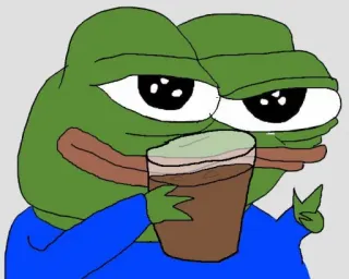 🍫 Pepe the Frog pepe, rana, meme, meme de internet, beber, ilustración, dibujo animado telegram sticker