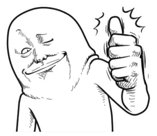 👍 pouce levé, approbation, ok, dessin animé, blanc, mème, positif telegram sticker