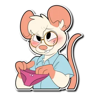 😖 Desenho animado, Rato, Antropomórfico, Calcinha, Óculos telegram sticker
