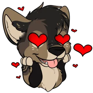😍 卡通, 狗, 爱, 心, 毛茸茸, 动物, 可爱 whatsapp sticker