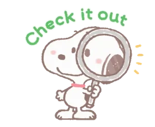 🔍 Snoopy Check it out 史努比, 卡通, 狗, 花生漫画, 看看 whatsapp sticker