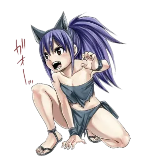 😠 Anime, Katzenmädchen, Manga, Fantasy, Charakter, Illustration telegram sticker