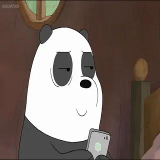 😏 Panda We Bare Bears панда, медведь, мультфильм, We Bare Bears, телефон, животное whatsapp sticker