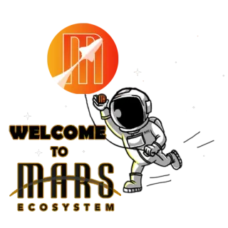 🤝 WELCOME TO MARS ECOSYSTEM 화성, 생태계, 우주비행사, 우주, 로켓 telegram sticker