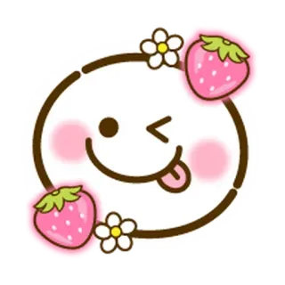 🌸 morango, kawaii, fofo, desenho animado, adesivo, piscando, emoji telegram sticker