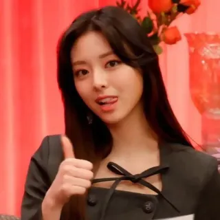 🐈‍⬛️ thumbs up, woman, girl, portrait, smile, korean telegram sticker
