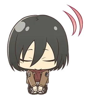 😌 Mikasa Ackerman Attack on Titan Anime, Chibi, L'Attaque des Titans, Mikasa Ackerman, Dessin animé telegram sticker
