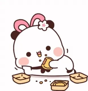 🥞 cute, panda, food, kawaii, eating whatsapp sticker