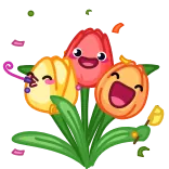 🥳 fleurs, mignon, joyeux, bouquet, dessin animé telegram sticker