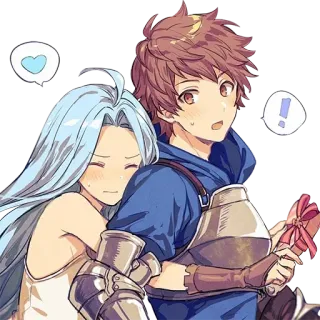 🤗 anime, armor, love, couple, cute, fantasy telegram sticker