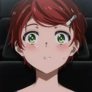 🥚 アニメ, 女の子, 可愛い, 赤い髪, 緑の目 telegram sticker
