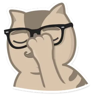 🤦 kat, sticker, bril, snor, schattig, emoji telegram sticker