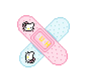 ❌ Hello Kitty OUCH bandaid, cute, kitty, kawaii, medical, pastel telegram sticker
