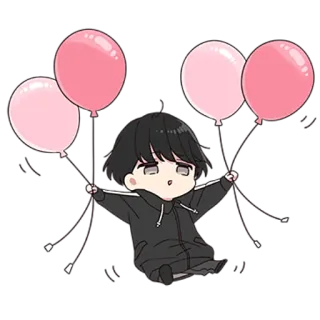 🥳 Anime, Mignon, Ballons, Kawaii, Chibi telegram sticker