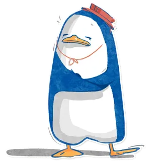 😕 pinguino, cartone animato, carino, animale, uccello, illustrazione telegram sticker